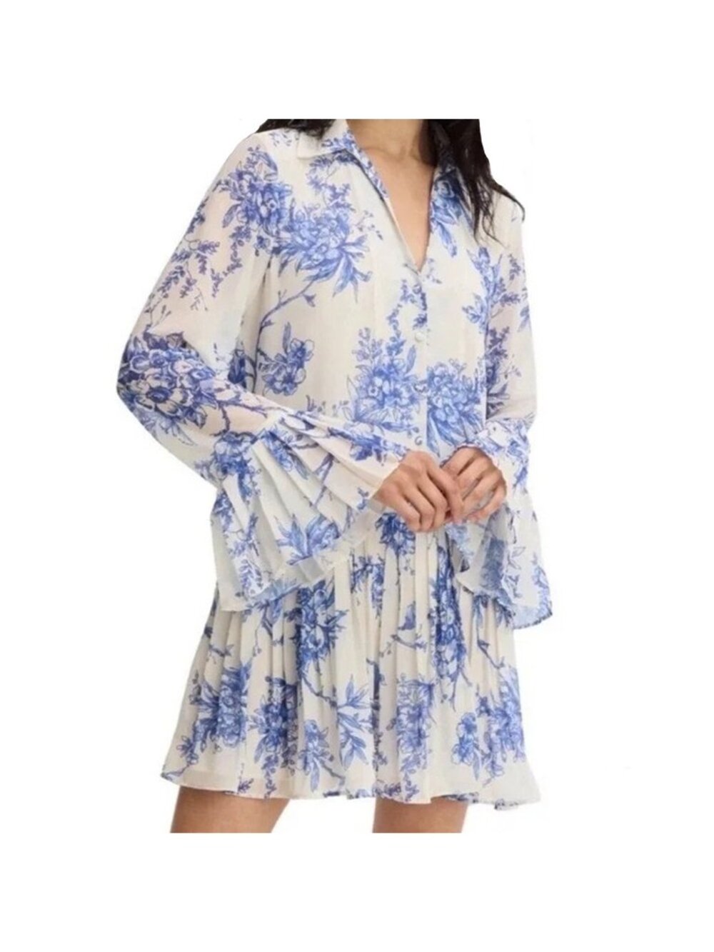 Allison New York Kate Mini Dress in Blue Floral Size Medium New